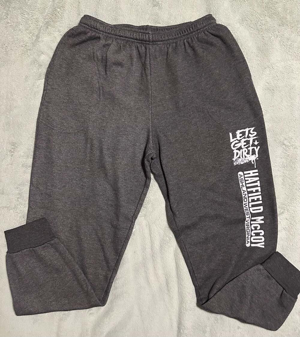 Hatfield McCoy Ashland West Virginia 'Lets Get Dirty' Charcoal Fleece Joggers XL